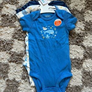 Carter's Blue and White Sea Creature Bodysuit Set